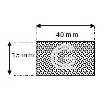 Rechthoekig mosrubber snoer | 15 x 40 mm | per meter